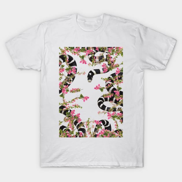 Snake Floral T-Shirt by ruifaria